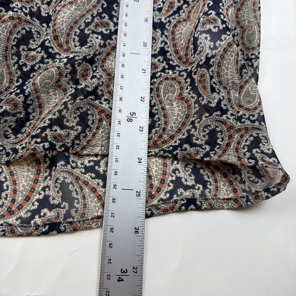Banana Republic Ruffle Blouse XL Sheer Paisley Bishop Sleeve Dark Academia Poet - Picture 6 of 9